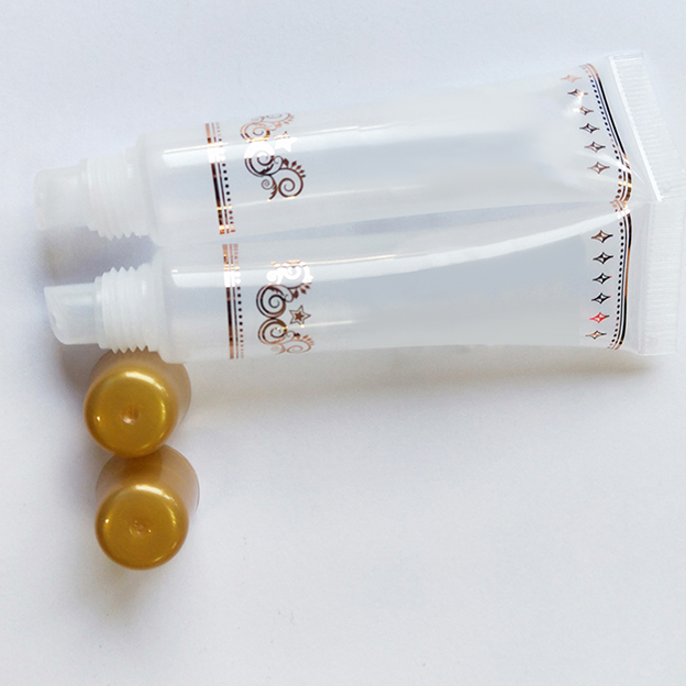 19 Transparent tube screen printing + hot stamping with lipstick inner plug + colored lipstick cap-1