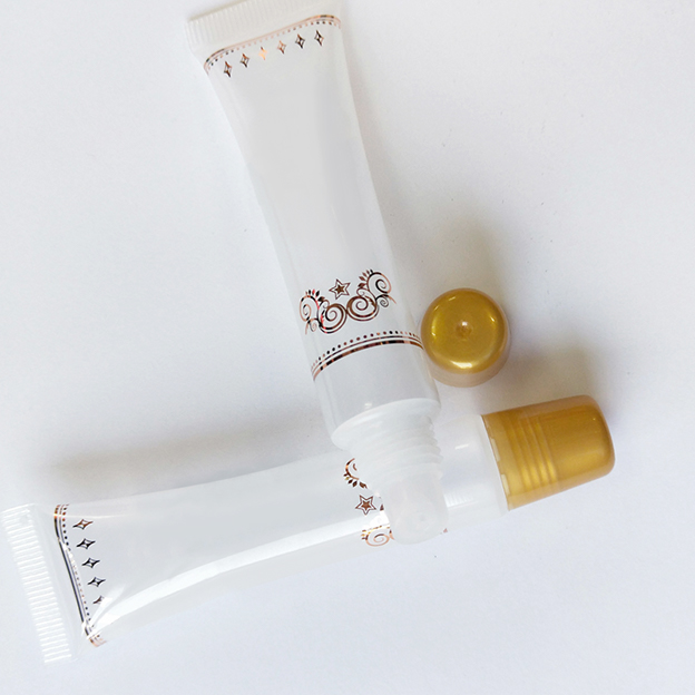 19 Transparent tube screen printing + hot stamping with lipstick inner plug + colored lipstick cap-1