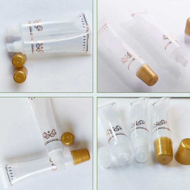 19 Transparent tube screen printing + hot stamping with lipstick inner plug + colored lipstick cap-1
